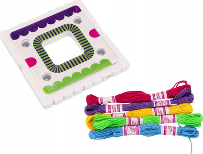 Set kreativ LEAN Toys për byzylykë, shabllon katror, fije shumëngjyrëshe