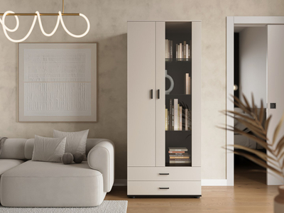 Vitrinë dyshemeje Cama Meble SOHO S6, 80x41x192 cm, cashmere dhe e zezë