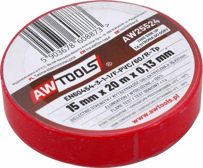 Shirit izolues AWTools AW25524, 15mm x 20m, PVC, i kuq