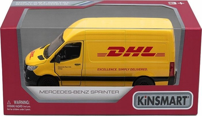 Autobus lodër Kinsmart Mercedes Benz Sprinter DHL, 12 cm, 1:36, metalik i verdhë