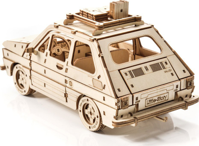 Puzzle druri 3D Little Story Fiat 126P, 228 copa, model makine, ngjyrë dru natyrale