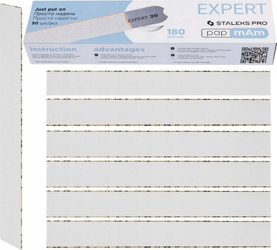 Shirita për ndërrim për lima thonjsh Staleks Expert 22, 180 grit, 50 copë, të bardha