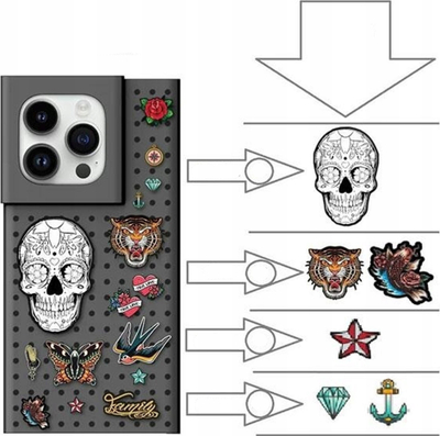Set këllëf Pinifit Pinit Dynamic Case + Tattoo Pin për iPhone 13 6.1\" dhe iPhone 14 6.1\", i zi me bojë