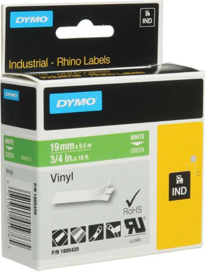 Etiketa Dymo 1805420, 19mm, shkrim i bardhë në jeshile