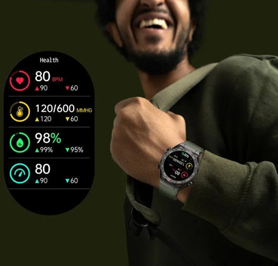 Smartwatch Gravity GT13, me ekran të zgjuar, që mban mend aktivitetin, i zi