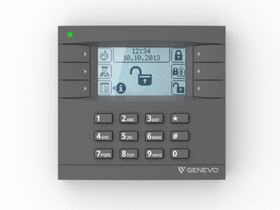 Panel komandimi Genevo PRiMA LCD, ekran LCD, ikona, gri