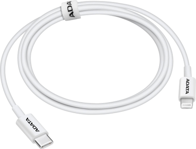 Kabllo karikimi ADATA USB C me Lightning, Power Delivery 30W, MFi, e bardhë