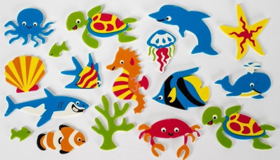 Ngjitësa shkumë Fandy Sea, 3 cm, 30 copë, shumëngjyrëshe