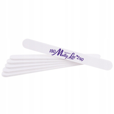 Lima thonjsh MollyLac Nail File Foil Straight 180/240, profesionale, e bardhë