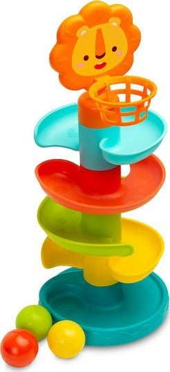 Lodër edukative Toyz Balltrack Lion, pistë spirale me topa, mbi 18 muaj, shumëngjyrëshe