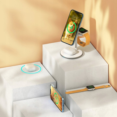 Karikues wireless 3 në 1 Choetech T585-F, magnetik për iPhone dhe Apple Watch, i bardhë