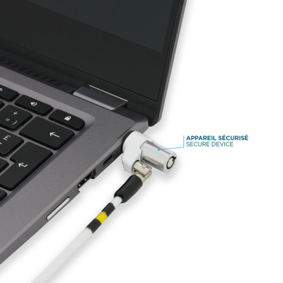 Bravë sigurie për laptop Mobilis 001325 T Lock, mekanizëm me çelës, kabllo rrotulluese, e argjendtë