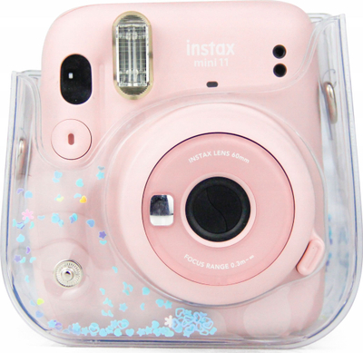Mbulesë aparati LOVE INSTANT për Fujifilm Instax Mini 11, plastike, blu transparente me shkëlqyesa
