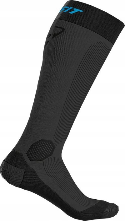 Çorape sportive Dynafit Speed, kompresive, për skijim e trekking, të zeza me gri, 35-38