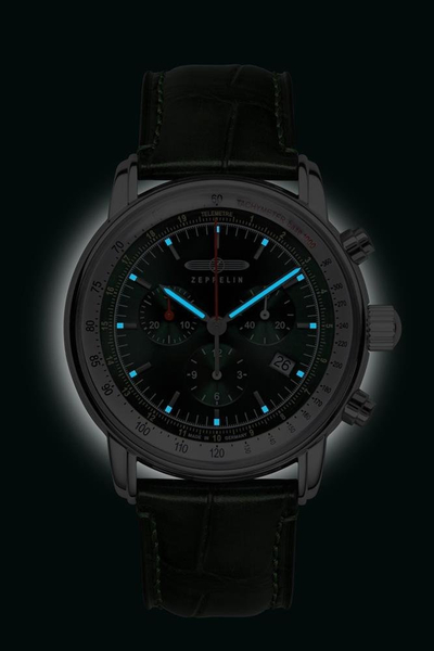 Orë dore Zeppelin 8888-4 LZ 14 Marine, kronograf kuarc 42mm, e zezë