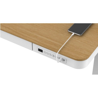 Tavolinë gaming Tuckano ET119W-C, 120.4 cm, rregullim elektrik lartësie, dru i bardhë