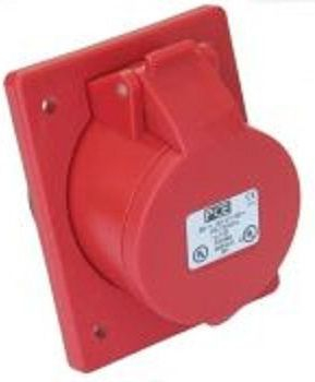 Prizë industriale PCE Slanted Panel Socket Twist 414-6, 16A 400V 3P+E, e kuqe
