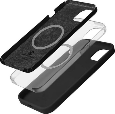 Заштитна маска Crong Color Cover Magnetic за iPhone 15, MagSafe, силиконска, црна