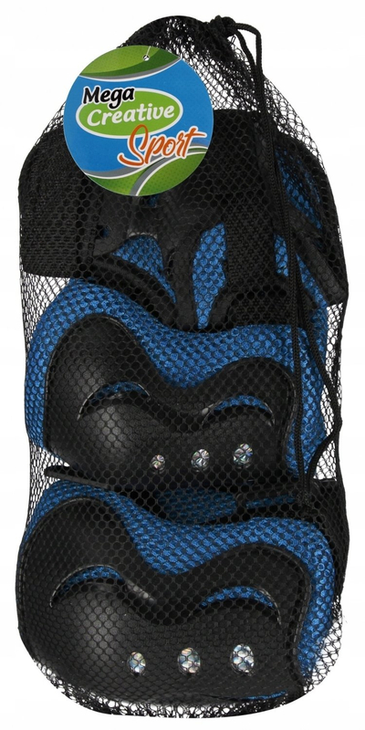 Set mbrojtës sportiv Mega Creative, 6 pjesë, për patina dhe skateboard, blu e zezë