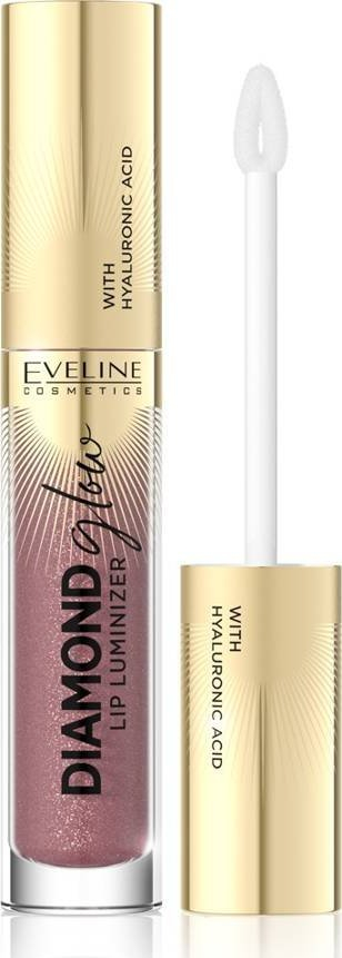 Glos për buzë Eveline Cosmetics Diamond Glow 11 Rose Nude, me acid hialuronik, 4.5 ml, rozë njud