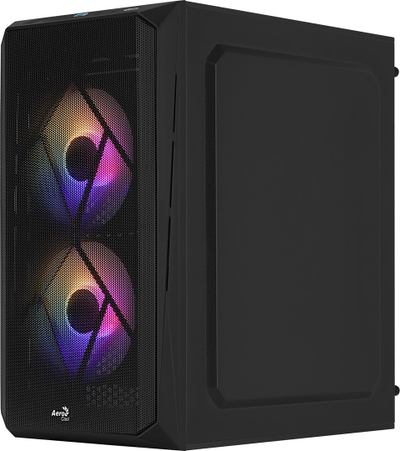 Kuti kompjuteri Aerocool CS-107 FRGB, mini tower, panel akrilik, e zezë