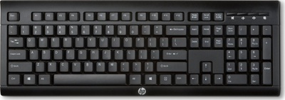 Tastierë pa tel HP K2500, layout i plotë, marrës USB, e zezë