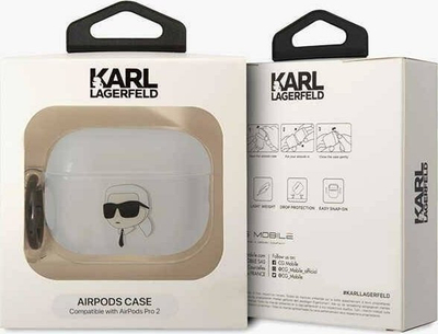Mbulesë Karl Lagerfeld KLAP2HNIKTCT për Apple AirPods Pro 2, transparente, me varëse