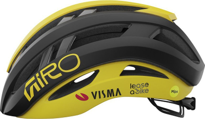Helmetë biçiklete Giro Aries Spherical, për rrugë, MIPS, e verdhë me të zezë