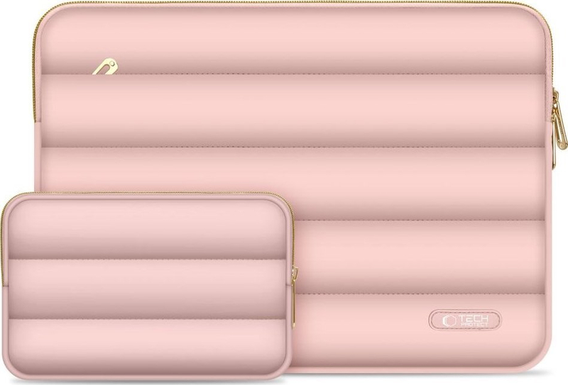 Çantë laptopi Tech-Protect Puffy 13-14", me jastëkim mbrojtës, dusty rose