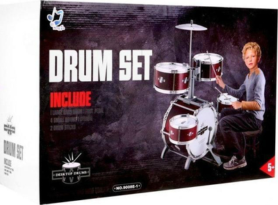 Set daullesh lodër Drum Set 9008E 1, 5 daulle, me stol, i kuq metalik