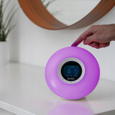 Ora me alarm diellore Solar Alarm Clock, radio FM, dritë zgjimi LED, e bardhë