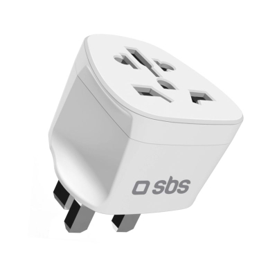 Adapter udhëtimi SBS për UK, 100–250V 2500W, i bardhë
