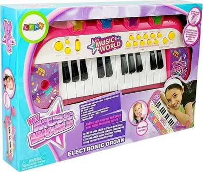 Pianino lodër Leantoys My Music World, 24 taste, me mikrofon, rozë