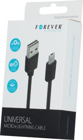 Kabllo karikimi Forever USB Lightning, 3m, e bardhë