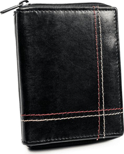 Portofol lëkure për burra Always Wild Leather For Cards, me zinxhir, i zi