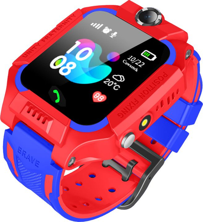 Smartwatch për kalamaj GoGPS K24, me GPS, bateri 400mAh, i kuq me blu