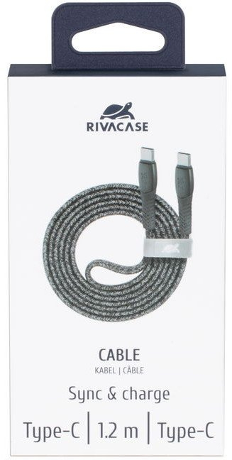 Kabllo USB-C Rivacase PS6105 GR12, Type-C në Type-C, 1.2m, gri