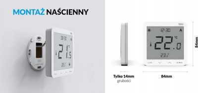 Termostat dhome Tech R-12S, ekran LCD, sensor temperature dhe lagështie, i zi