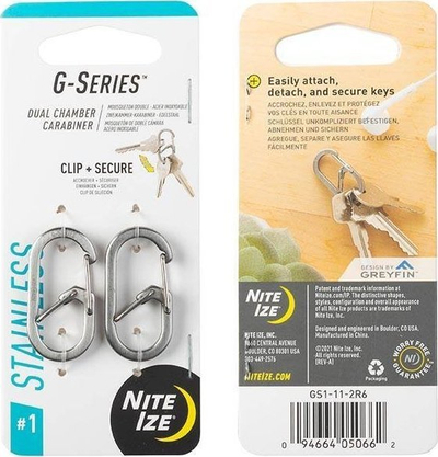 Karabinë Nite Ize G-Series Dual Chamber 1, çelik inox, argjendtë
