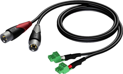 Kabllo Procab Terminal block x2 - XLR x2 (CLA834 / 1), 1m, e zezë