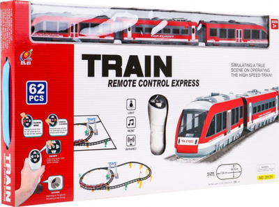Set tren lodër Passenger Train 2813Y, me telekomandë, me drita edhe tinguj, i kuq