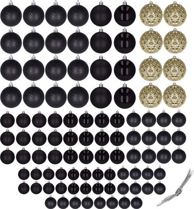 Set zbukurimesh Krishtlindjeje Springos, 100 copë, plastik, të zeza