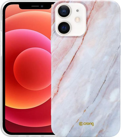 Kapak telefoni Crong Marble Case për iPhone 12 mini, mermer rozë