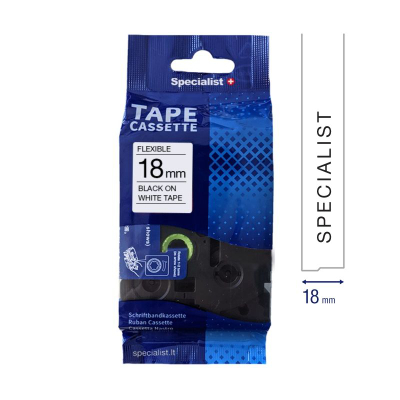Kasetë shiriti etiketash Specialist 31/2-FX241, 12mm, letër vetëngjitëse, e bardhë