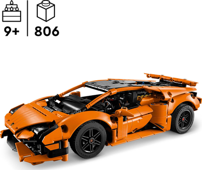 Set LEGO Technic Lamborghini Huracán Tecnica 42196, 806 copa, portokalli