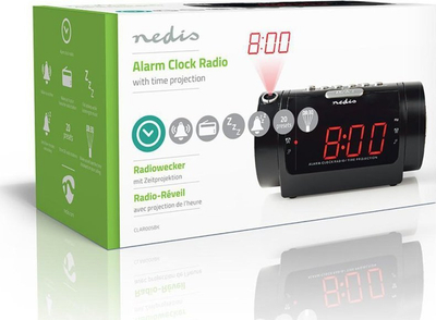 Radio orë Nedis CLAR005BK, AM/FM, projektor ore, e zezë