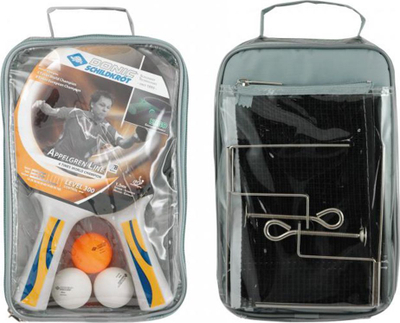 Set pingpongu Donic Appelgren 300 7n1, 4 reketa, 3 topa me rrjetë, shumëngjyrësh