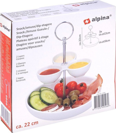 Stendë dy-katëshe për servirje Alpina, porcelan, e bardhë