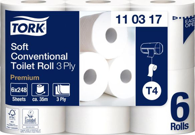Letër tualeti Tork Premium 110317, 3 shtresa, 6 rrotulla, e bardhë