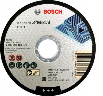 Disk prerës për metal Bosch Standard for Metal 115mm, trashësi 1.6mm